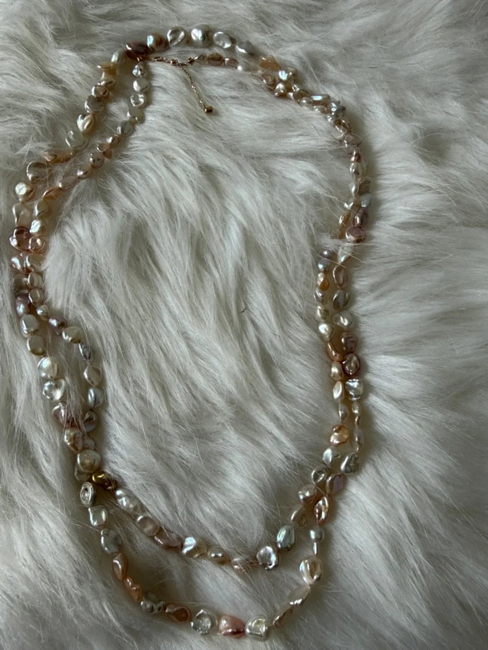 Solid 18k Gold Multi-Color Keshi Baroque Pearl Opera Necklace - 46" Adjustable - Picture 4 of 7
